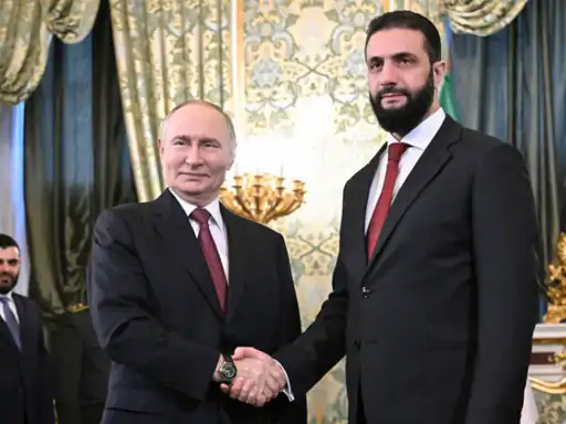 सीरियादेशस्य नेता अल-शारा रूसस्य राष्ट्रपतिना पुतिन इत्यनेन सह मिलितवान्-प्रथमवारं द्वयोः नेतारयोः साक्षात्कारः अभवत्; समागमः मास्कोनगरे अभवत्