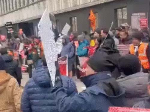 लंदननगरे भारतीयविरोधस्य समये खालिस्तानी-दङ्गा-भारतविरोधी नाराः उत्थापिताः